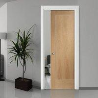 varese oak flush fire pocket door with aluminium inlay prefinished