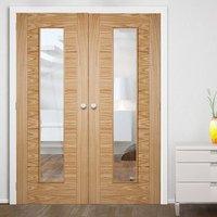 Vancouver Long Light Oak Door Pair - Clear Glass - 1/2 Hour Fire Rated - Prefinished