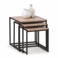 Valencia Nest Of Tables In Sonoma Oak And Black Metal Frame