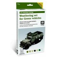 Vallejo Model Color AFV Weathering Set for Green Vehicles