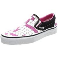 vans classic slip on word chex blacksuper pink shoe eyea1m uk6