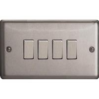 Varilight Classic 4 Gang Rocker Switch with Decorative Insert (Quad XS9D) - Matt Chrome