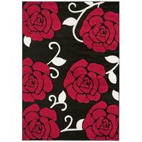 valera red black floral modern runner rug