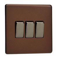 varilight 10a 2 way mocha triple light switch