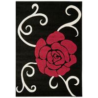 valera black red modern flower runner rug