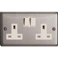 Varilight raised edge 2 Gang 13A Socket Raised Matt - E58330