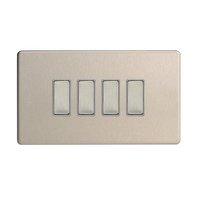 Varilight v-pro eclique2 4 Gang Slave for ECLIQUE2 LED Dimmer Brushed Steel - E59249