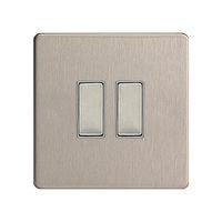 Varilight v-pro eclique2 2 Gang Slave for ECLIQUE2 LED Dimmer Brushed Steel - E59247