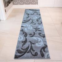 valera natural damask modern carved runner rug