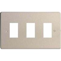 Varilight power grid 3 Gang Grid Plate Screwless Steel - E58288