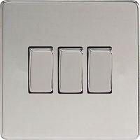 Varilight screwless 3 Gang 2 Way 10A Switch Screwless Chrome - E58603