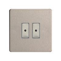 Varilight v-pro eclique2 2 Gang Master 100W LED Dimmer Brushed Steel - E59243