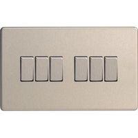 Varilight screwless 6 Gang 2 Way 10A Switch Screwless Steel - E58258