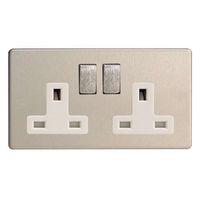 Varilight screwless 2 Gang 13A Socket Screwless Steel - E58264