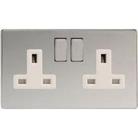 Varilight screwless 2 Gang 13A Socket Screwless Chrome - E58611