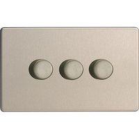 Varilight v-com 3 Gang 2 Way 180W LED Dimmer Brushed Steel - E59204