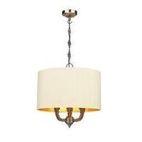 VAL0300 Valerio 3 Light Pendant In Bronze And Gold Laminate With Silk Shade