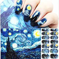 van gogh starry night romantic nail art nail stickers high quailty nai ...
