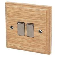 varilight 10a 1 or 2 way double solid oak switch