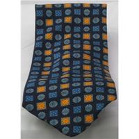 Valentini silk tie with orange and blue patterened squares