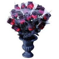 Vases 15 Red Roses & Spiderweb Accessory For Halloween Fancy Dress