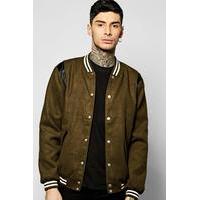 varsity bomber with pu inserts khaki