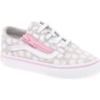 Vans Old Skool Zip Pink Polka Dot Girls Toddler Canvas Shoes girls\'s Children\'s Shoes (Trainers) in BEIGE