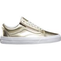 vans old skool zip metallic leather wheat goldtrue white