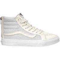 vans sk8 hi slim zip perf leather all white