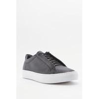 Vagabond Zoe Black Embossed Leather Lace-Up Trainers, BLACK