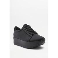 Vagabond Casey Black Satin Flatform Trainers, BLACK