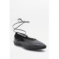 vagabond antonia black leather ankle wrap flats black