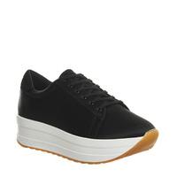 vagabond casey flatform black satin white sole