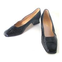 Van Dal Size 6 Patent Black Snakeskin Patterned Block Heeled Shoes