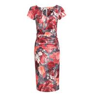 Vanessa Horne The Victoria Floral Dress in Red and Grey