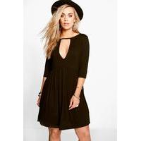 Valerie V Neck Swing Dress - black