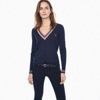 Varsity Merino V-neck Jumper - Marine