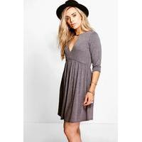 Valerie V Neck Swing Dress - charcoal