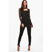 Valentina Lace Cut Out Jumpsuit - black