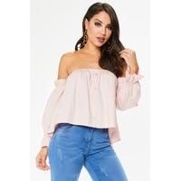 Valerie Pink Bardot Button Front Top