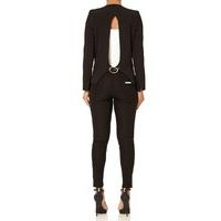 vanity black blazer with cut out back detail and decorative belt buckl ...