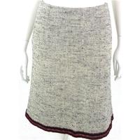 valentino spa size 6 woven white and black skirt with velvet trim deta ...