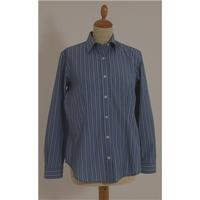 Van Heusen Size Small Blue with white and gold strips long sleeved shirt
