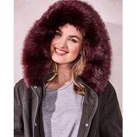 Value Parka with Burgundy Faux Fur Trim