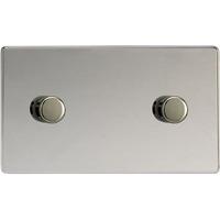 Varilight V-Pro 2 Gang Dimmer 400W - Screwless Brushed Steel