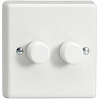 Varilight 2x250W 1 Way 2 Gang Dimmer Switch - White