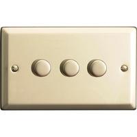 Varilight Classic 3 Gang 1 or 2 Way 3x400W Dimmer Switch (Double HC33) - Satin Chrome