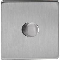 Varilight Screwless 1-Gang 2-Way Push-On/Off Rotary LED Dimmer - Brushed Steel