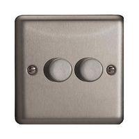 varilight v pro 2 gang dimmer 400w ultra flat polished chrome