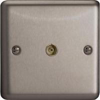 Varilight Classic 1 Gang Co-axial TV Socket with Black Inserts (Single XS8ISOB) - Matt Chrome